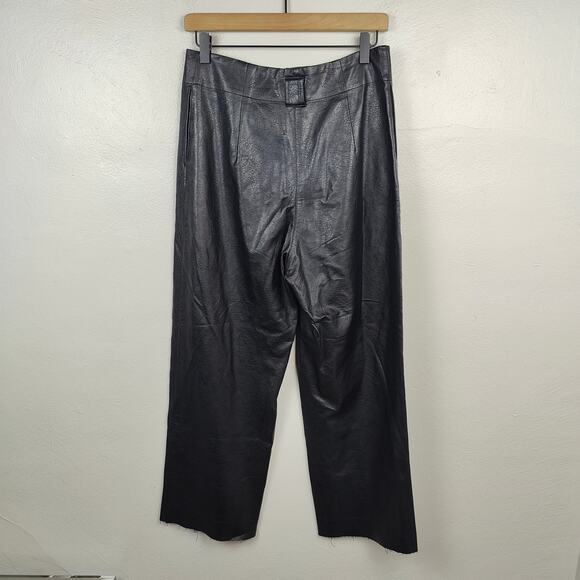 Urban Outfitters Faux‎ Leather Pants Womens 6 Black Wide Leg Baggy High Rise - Picture 5 of 7